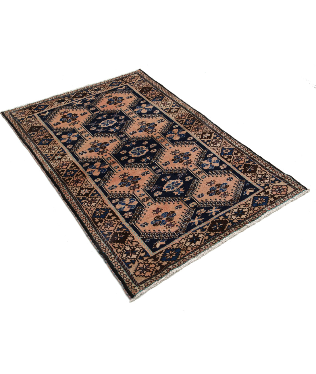 Yalameh 3'4'' X 4'10'' Hand-Knotted Wool Rug 3'4'' x 4'10'' (100 X 145) / Peach / Blue