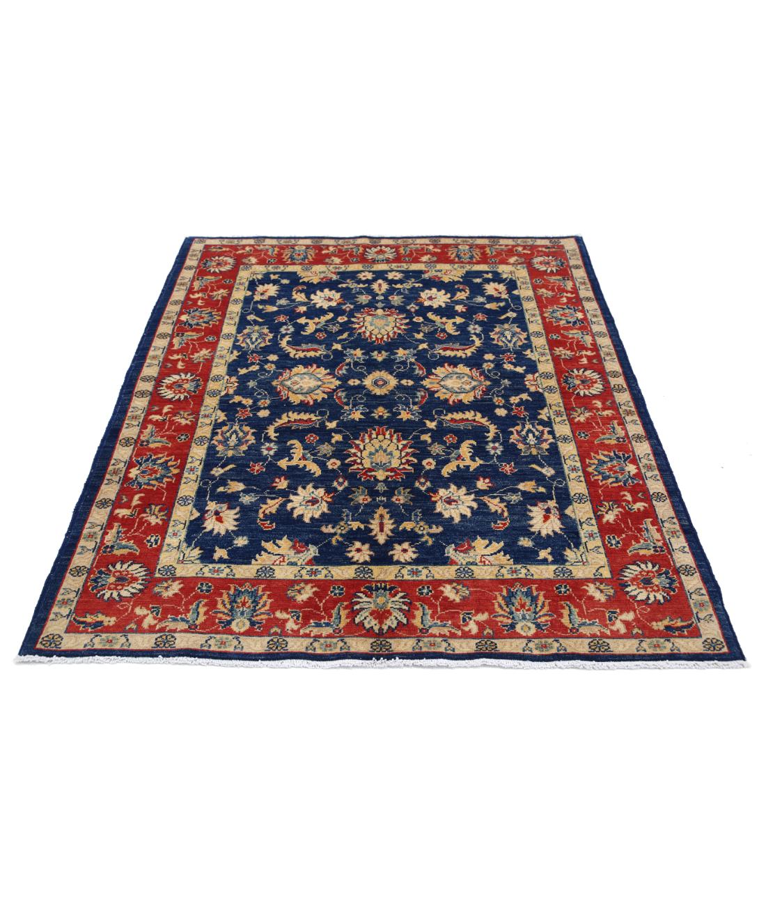 Ziegler 4' 9" X 5' 9" Hand-Knotted Wool Rug 4' 9" X 5' 9" (145 X 175) / Blue / Red