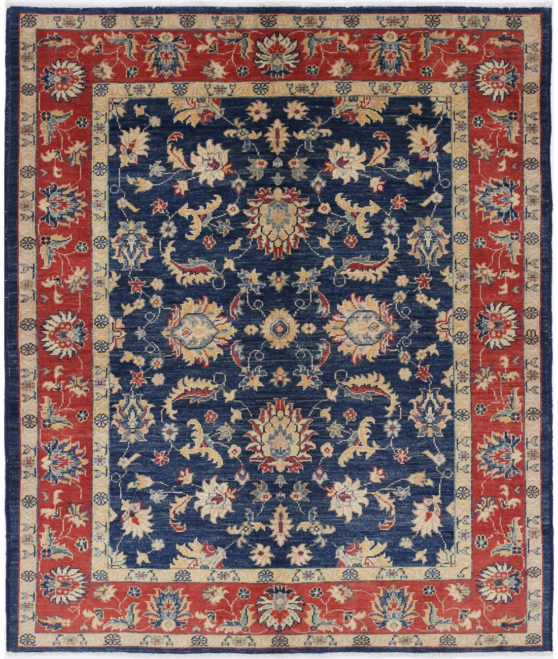 Ziegler 4' 9" X 5' 9" Hand-Knotted Wool Rug 4' 9" X 5' 9" (145 X 175) / Blue / Red