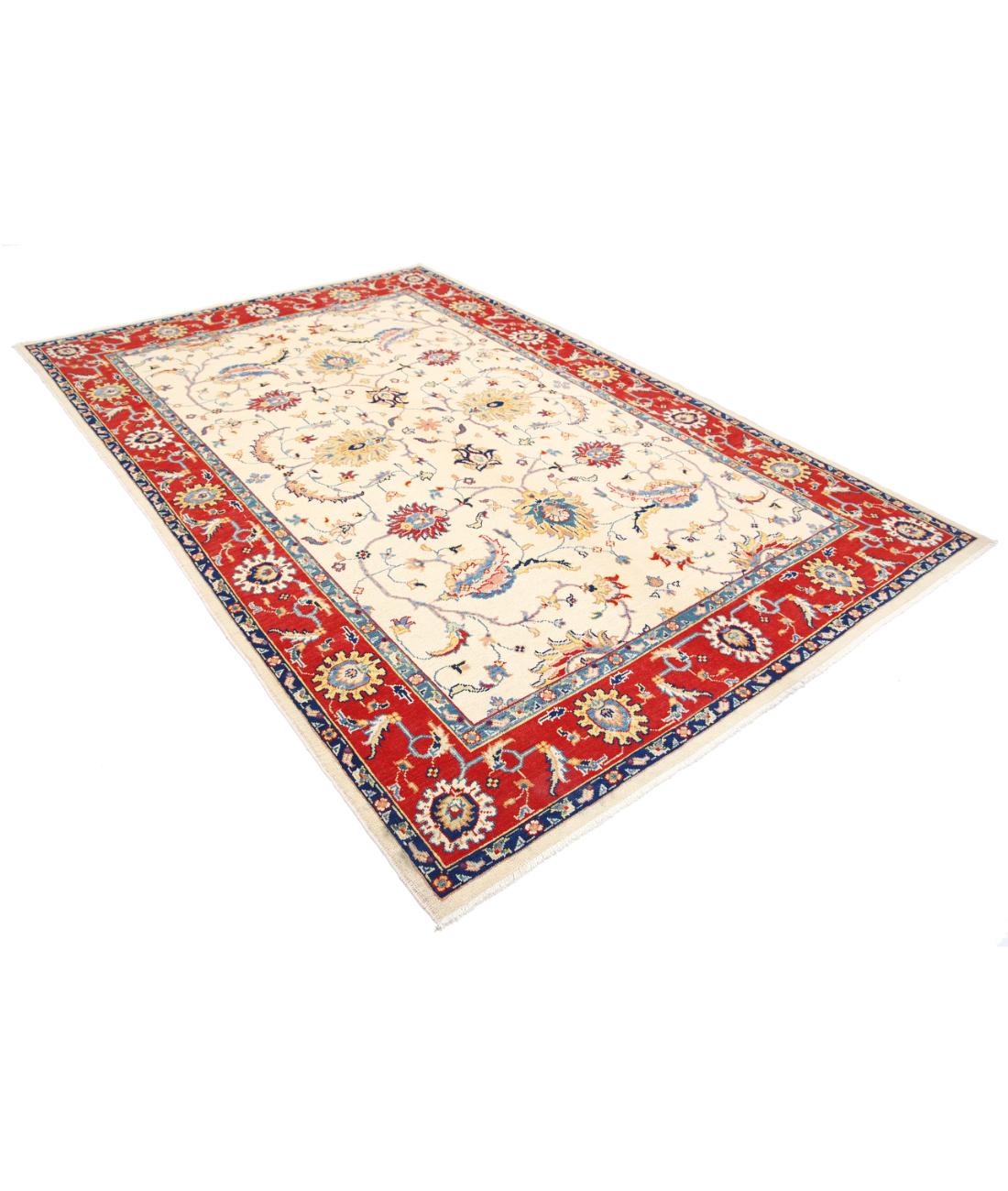 Ziegler 6' 6" X 9' 9" Hand-Knotted Wool Rug 6' 6" X 9' 9" (198 X 297) / Ivory / Red