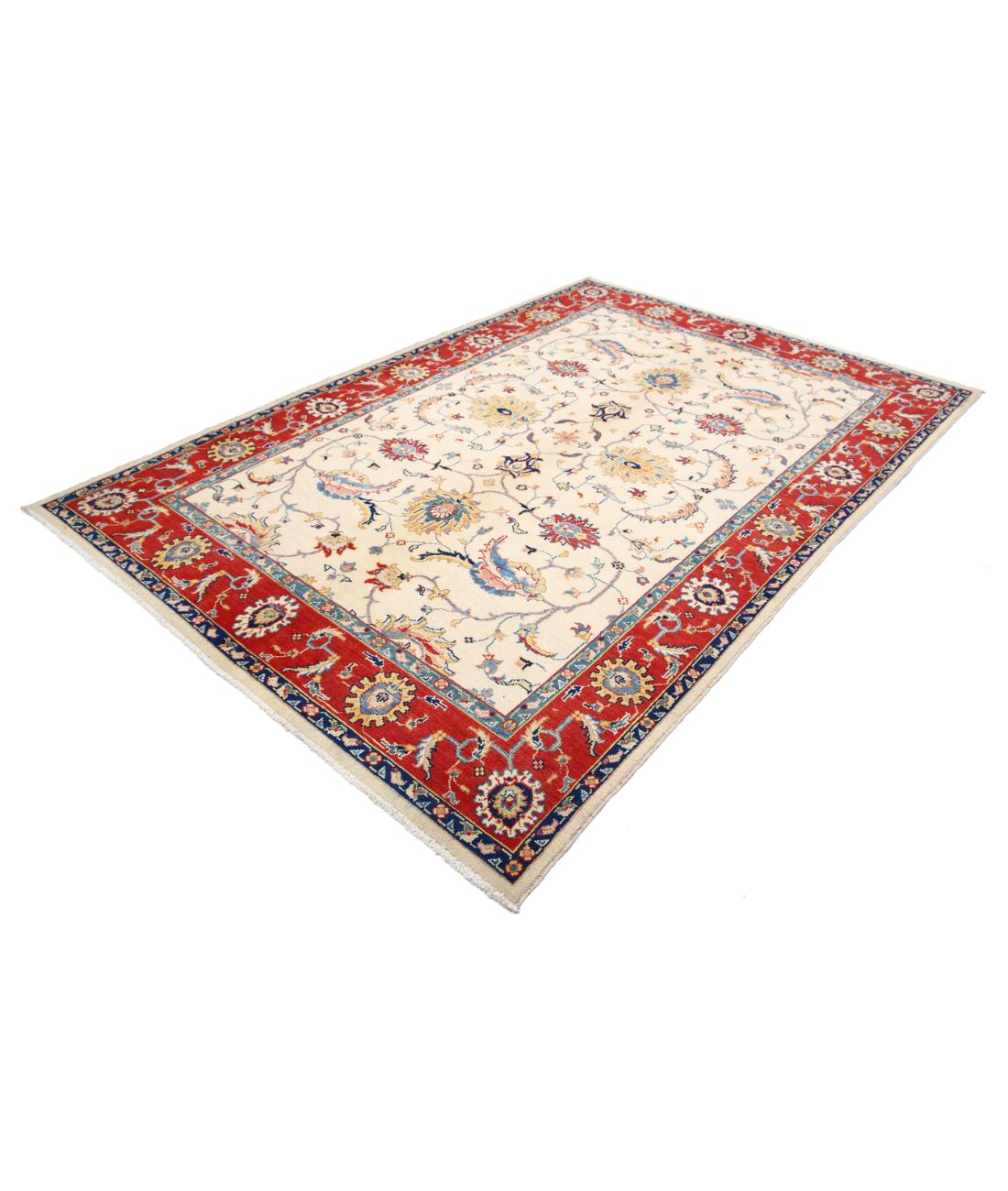 Ziegler 6' 6" X 9' 9" Hand-Knotted Wool Rug 6' 6" X 9' 9" (198 X 297) / Ivory / Red