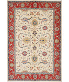 Ziegler 6' 6" X 9' 9" Hand-Knotted Wool Rug 6' 6" X 9' 9" (198 X 297) / Ivory / Red