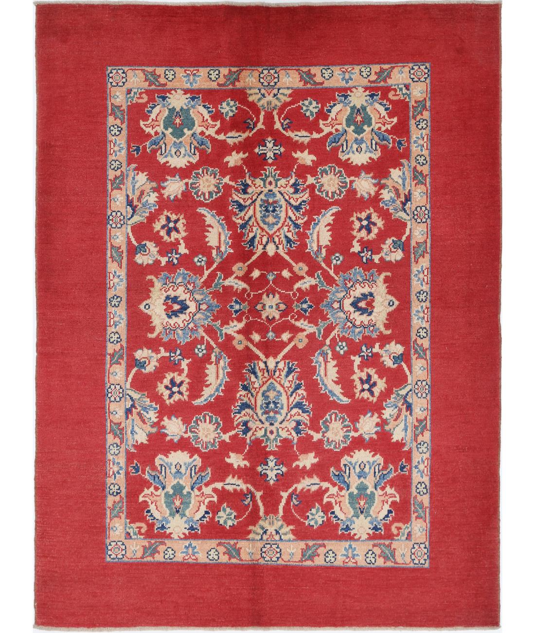 Ziegler 4' 10" X 6' 8" Hand-Knotted Wool Rug 4' 10" X 6' 8" (147 X 203) / Red / Blue