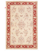 Hand Knotted Ziegler Wool Rug 3' 11" X 5' 11" 3' 11" X 5' 11" (119 X 180) / Ivory / Red