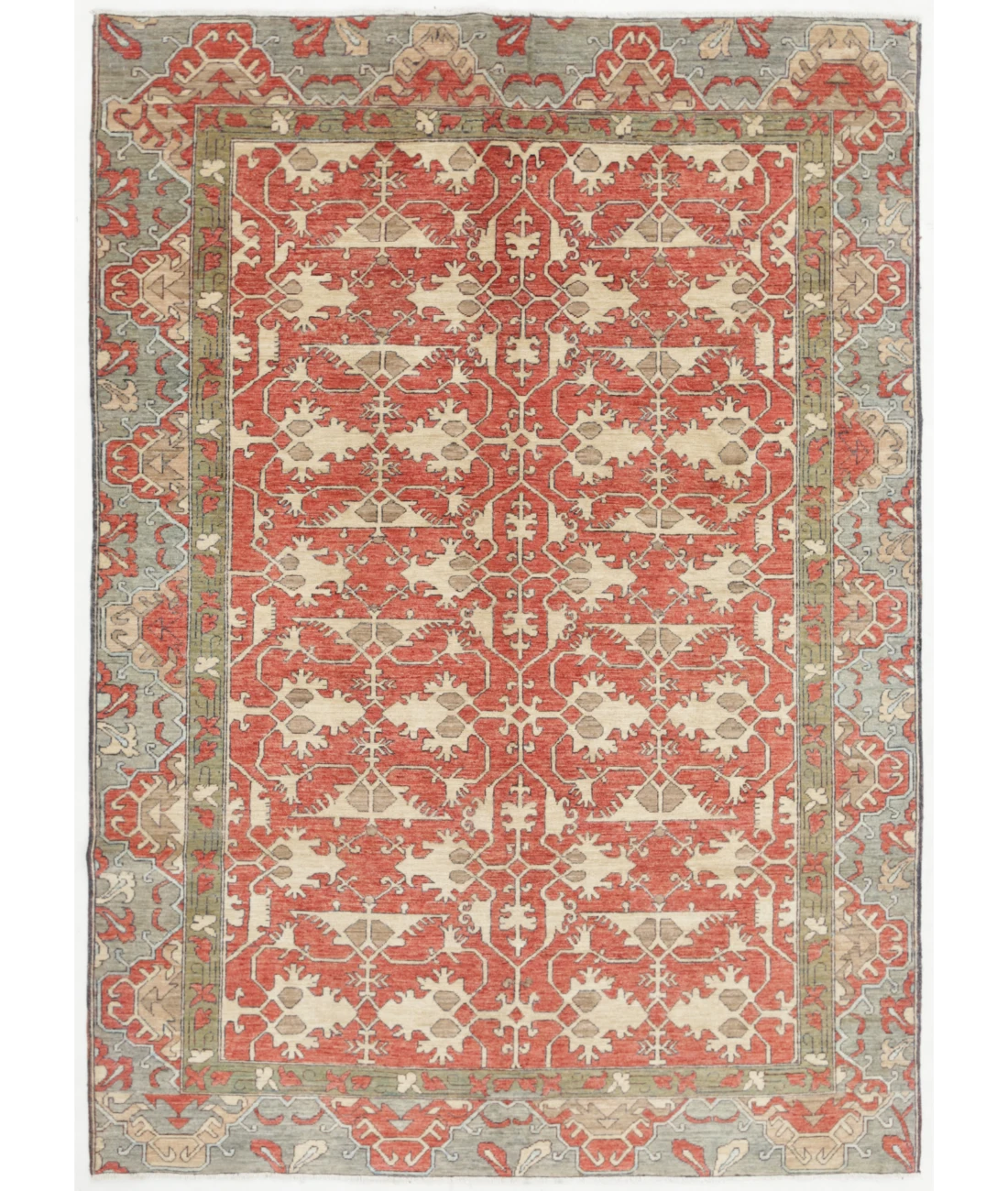 Hand Knotted Ziegler Wool Rug 6' 1" X 8' 7" 6' 1" X 8' 7" (185 X 262) / Rust / Grey