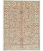 Hand Knotted Ziegler Wool Rug 4' 11" X 6' 9" 4' 11" X 6' 9" (150 X 206) / Taupe / Ivory