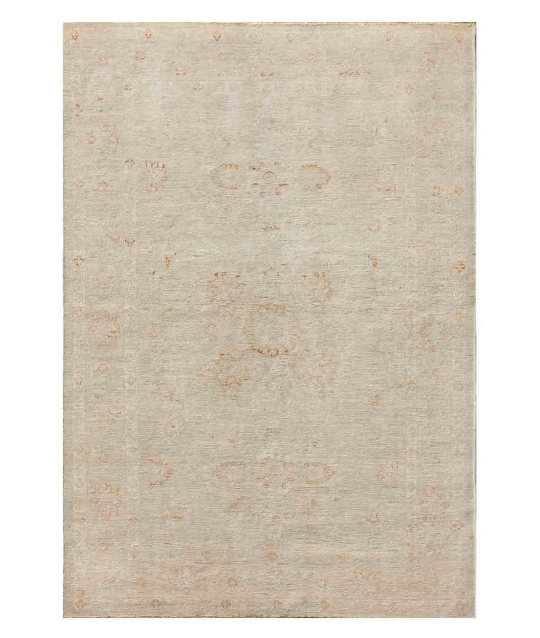 Hand Knotted Ziegler Wool Rug 4' 1" X 5' 9" 4' 1" X 5' 9" (124 X 175) / Brown / Ivory