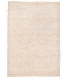 Hand Knotted Ziegler Wool Rug 4' 1" X 5' 9" 4' 1" X 5' 9" (124 X 175) / Brown / Ivory