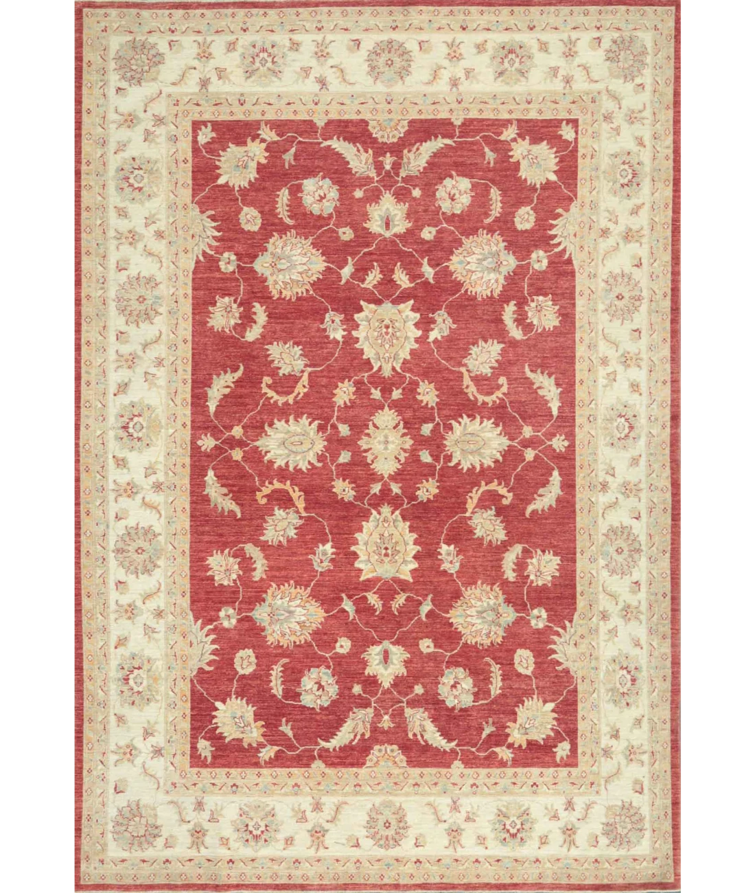 Hand Knotted Ziegler Farhan Wool Rug - 8'1'' x 11'10'' 8' 1" X 11' 10" ( 246 X 361 ) / Red / Ivory