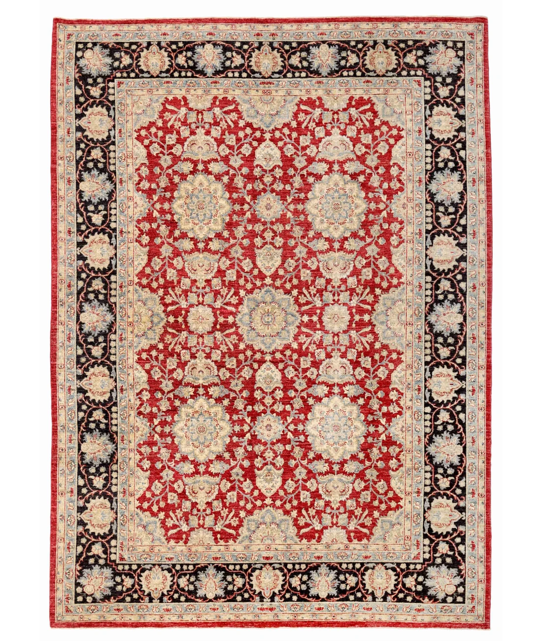 Hand Knotted Ziegler Farhan Wool Rug - 8'10'' x 11'10'' 8' 10" X 11' 10" ( 269 X 361 ) / Red / Charcoal