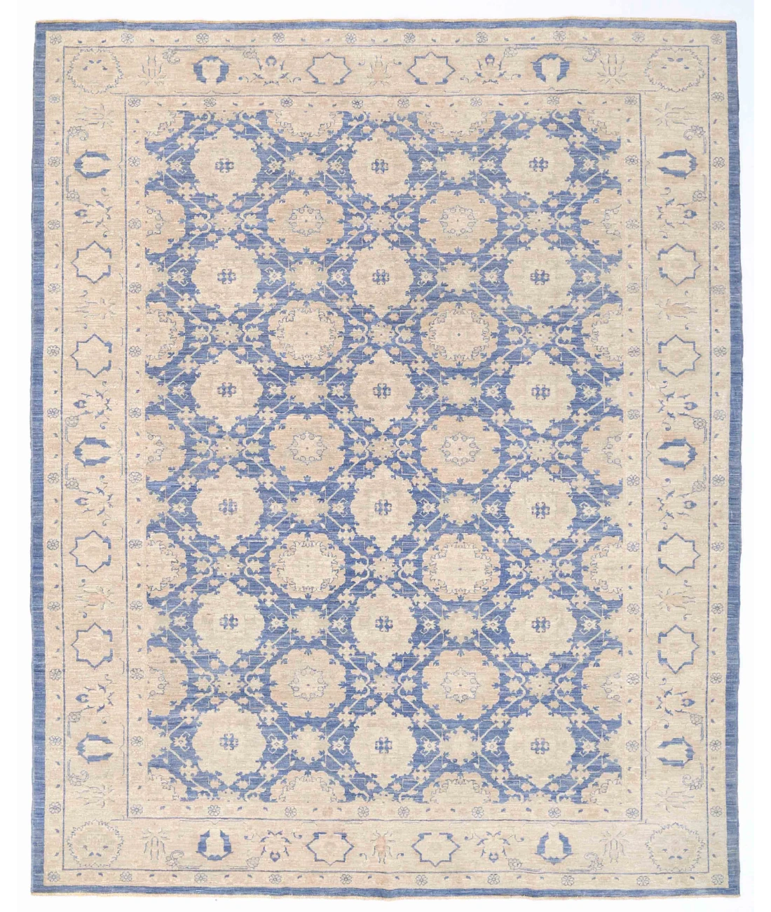 Hand Knotted Ziegler Wool Rug 8' 1" X 10' 2" 8' 1" X 10' 2" (246 X 310) / Blue / Ivory