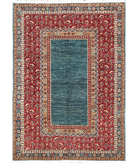 Hand Knotted Ziegler Wool Rug - 5'9'' x 7'11'' 5' 9" X 7' 11" ( 175 X 241 ) / Blue / Red