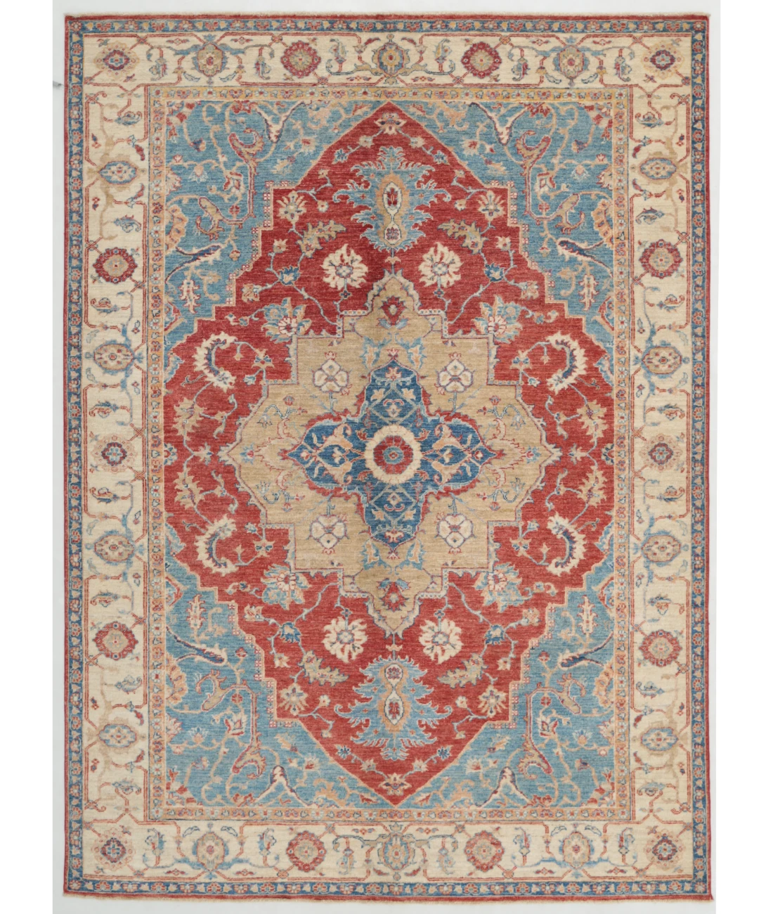 Hand Knotted Ziegler Wool Rug 5' 7" X 7' 9" 5' 7" X 7' 9" (170 X 236) / Red / Ivory