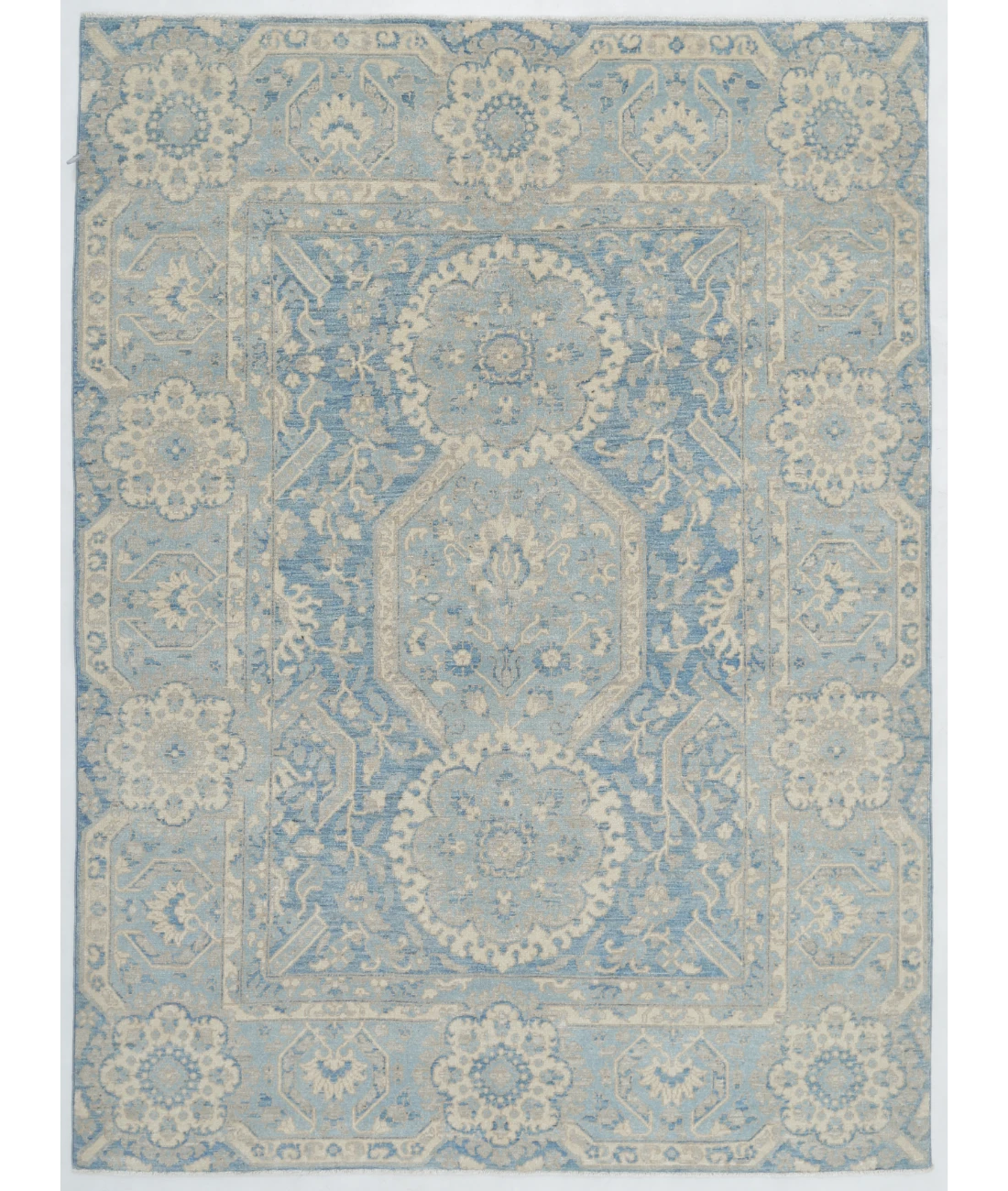 Hand Knotted Ziegler Wool Rug 5' 0" X 6' 9" 5' 0" X 6' 9" (152 X 206) / Blue / Blue