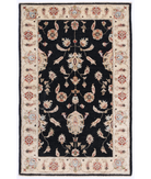 Hand Knotted Ziegler Wool Rug 2' 7" X 3' 11" 2' 7" X 3' 11" (79 X 119) / Black / Ivory