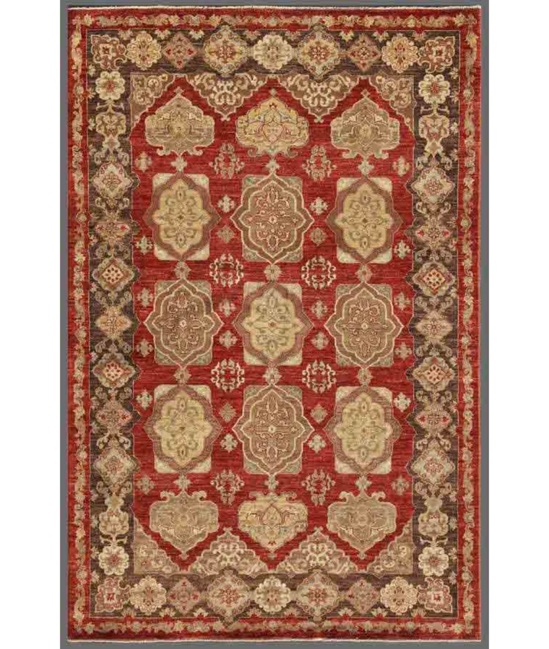 Hand Knotted Ziegler Wool Rug 6' 2" X 9' 4" 6' 2" X 9' 4" (188 X 284) / Red / Ivory