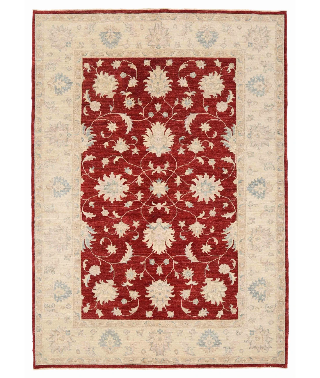 Hand Knotted Ziegler Wool Rug 5' 7" X 7' 10" 5' 7" X 7' 10" (170 X 239) / Red / Ivory