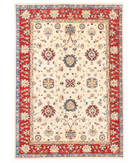 Hand Knotted Ziegler Wool Rug 5' 6" X 8' 0" 5' 6" X 8' 0" (168 X 244) / Ivory / Red