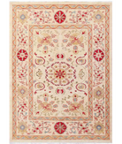 Hand Knotted Ziegler Wool Rug 5' 7" X 7' 7" 5' 7" X 7' 7" (170 X 231) / Ivory / Red