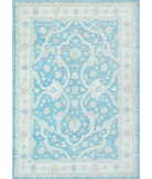 Hand Knotted Ziegler Wool Rug 5' 11" X 8' 7" 5' 11" X 8' 7" (180 X 262) / Teal / Ivory