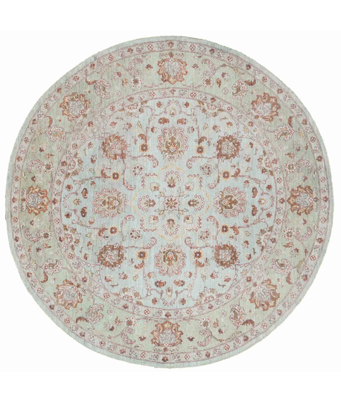 Hand Knotted Ziegler Wool Rug 7' 9" X 7' 11" 7' 9" X 7' 11" (236 X 241) / Silver / Green