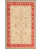 Hand Knotted Ziegler Wool Rug 6' 4" X 9' 11" 6' 4" X 9' 11" (193 X 302) / Ivory / Red