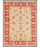 Hand Knotted Ziegler Wool Rug 5' 6" X 7' 3" 5' 6" X 7' 3" (168 X 221) / Ivory / Red