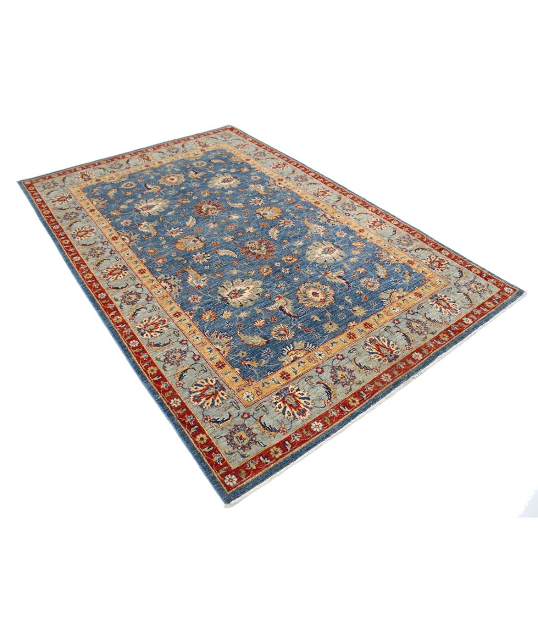Ziegler 5'7'' X 8'2'' Hand-Knotted Wool Rug 5'7'' x 8'2'' (168 X 245) / Blue / Grey