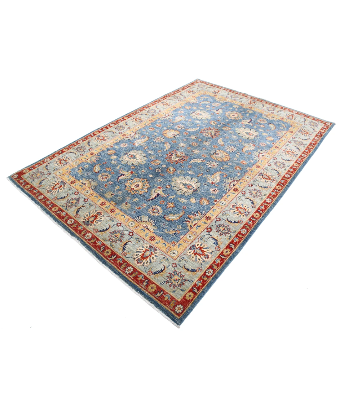 Ziegler 5'7'' X 8'2'' Hand-Knotted Wool Rug 5'7'' x 8'2'' (168 X 245) / Blue / Grey