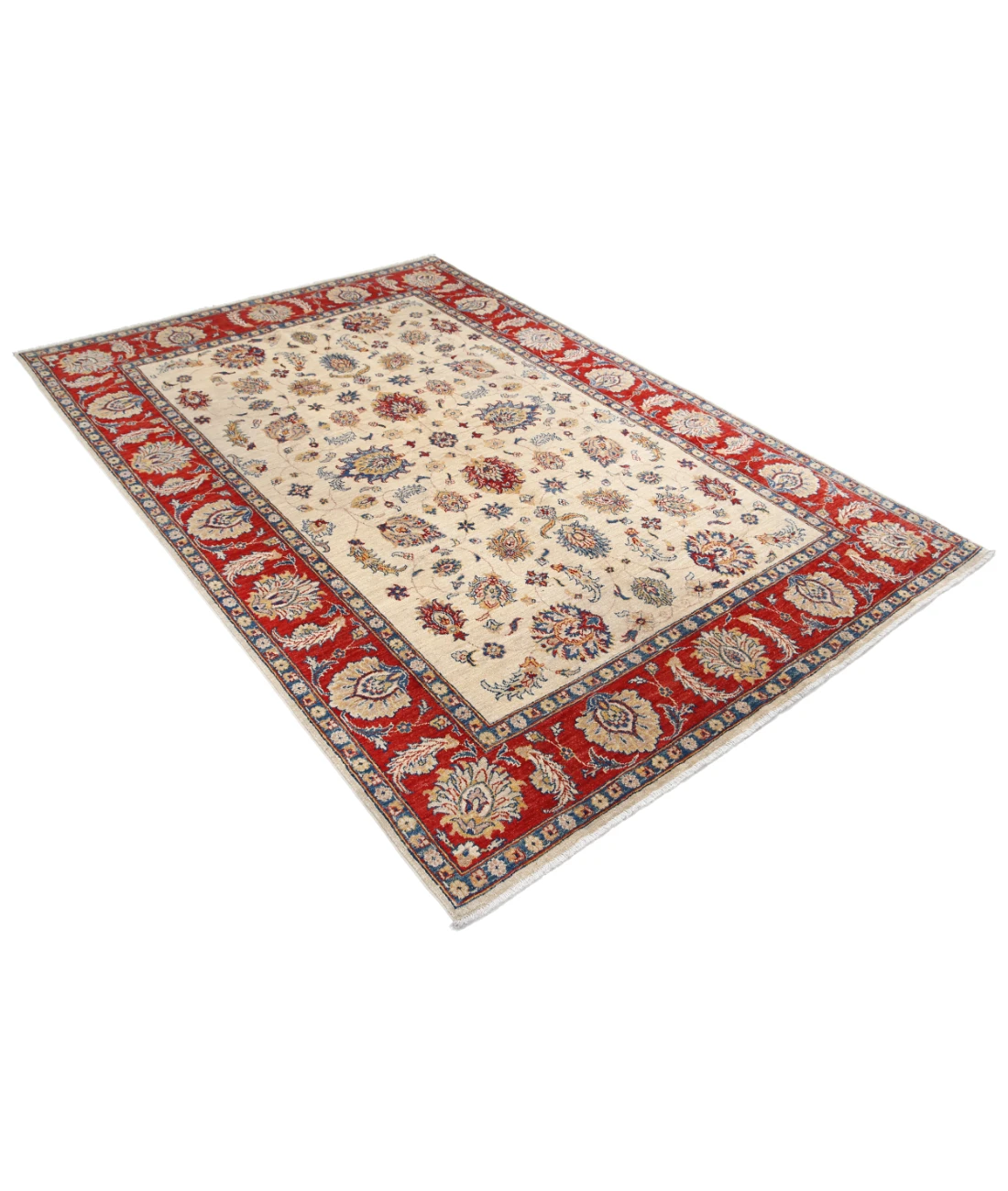 Ziegler 5'5'' X 7'11'' Hand-Knotted Wool Rug 5'5'' x 7'11'' (163 X 238) / Ivory / Red