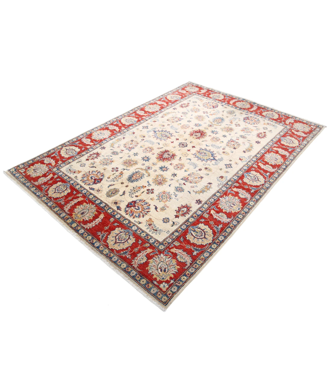 Ziegler 5'5'' X 7'11'' Hand-Knotted Wool Rug 5'5'' x 7'11'' (163 X 238) / Ivory / Red