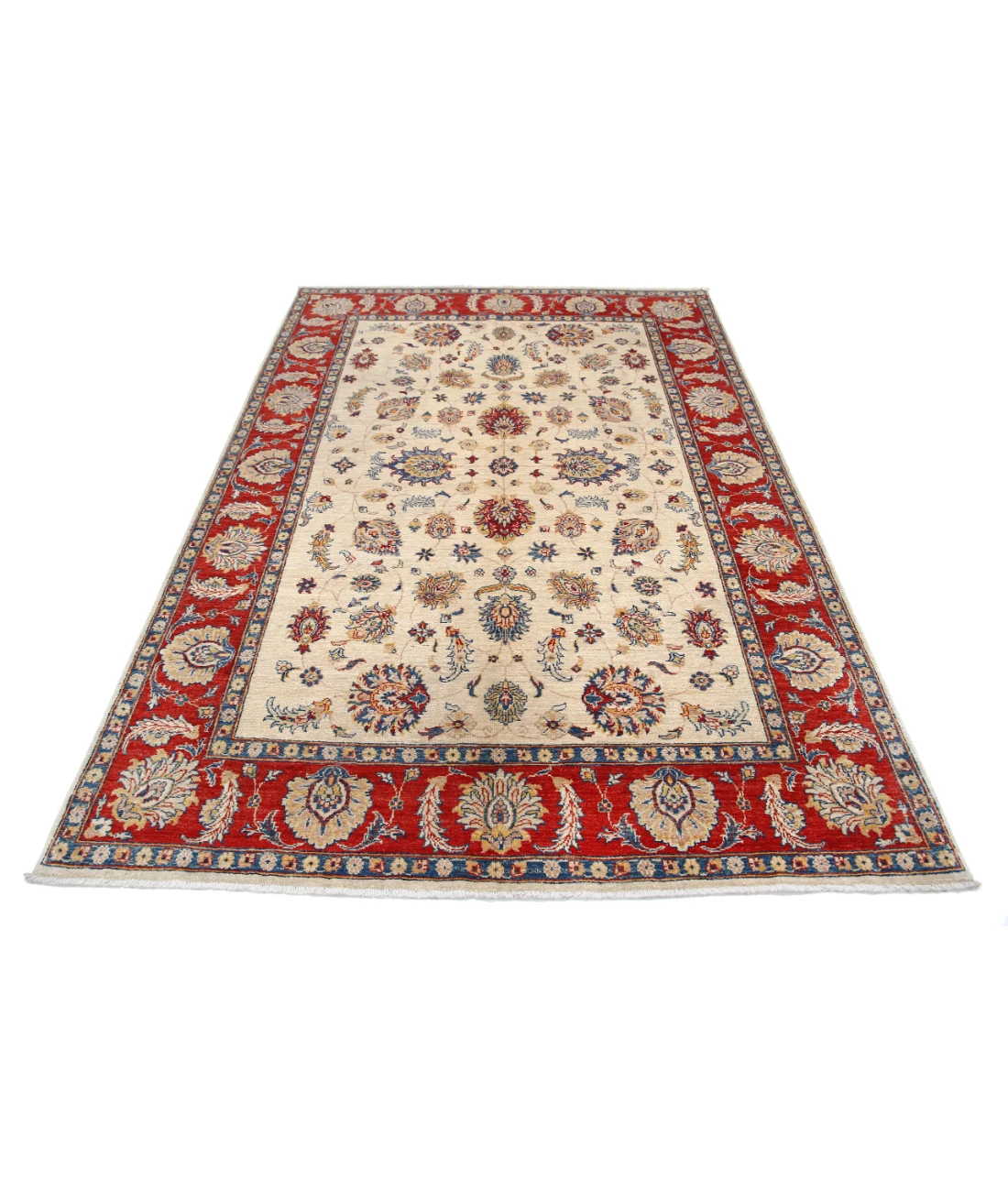 Ziegler 5'5'' X 7'11'' Hand-Knotted Wool Rug 5'5'' x 7'11'' (163 X 238) / Ivory / Red