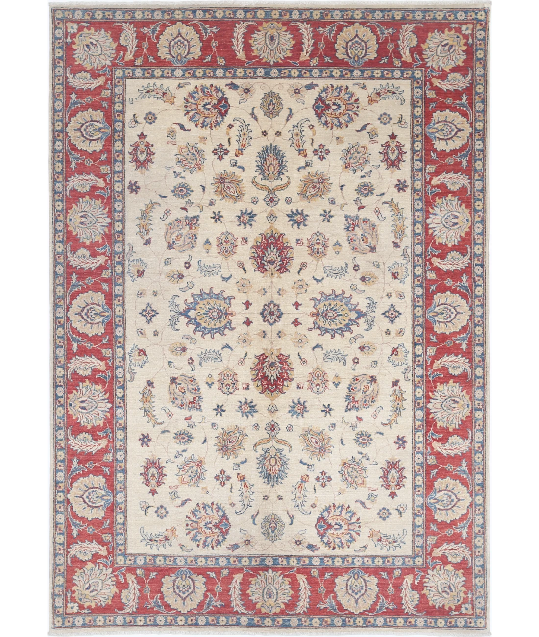 Ziegler 5'5'' X 7'11'' Hand-Knotted Wool Rug 5'5'' x 7'11'' (163 X 238) / Ivory / Red