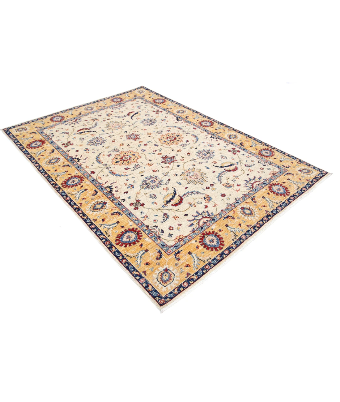 Ziegler 5'8'' X 7'10'' Hand-Knotted Wool Rug 5'8'' x 7'10'' (170 X 235) / Ivory / Gold