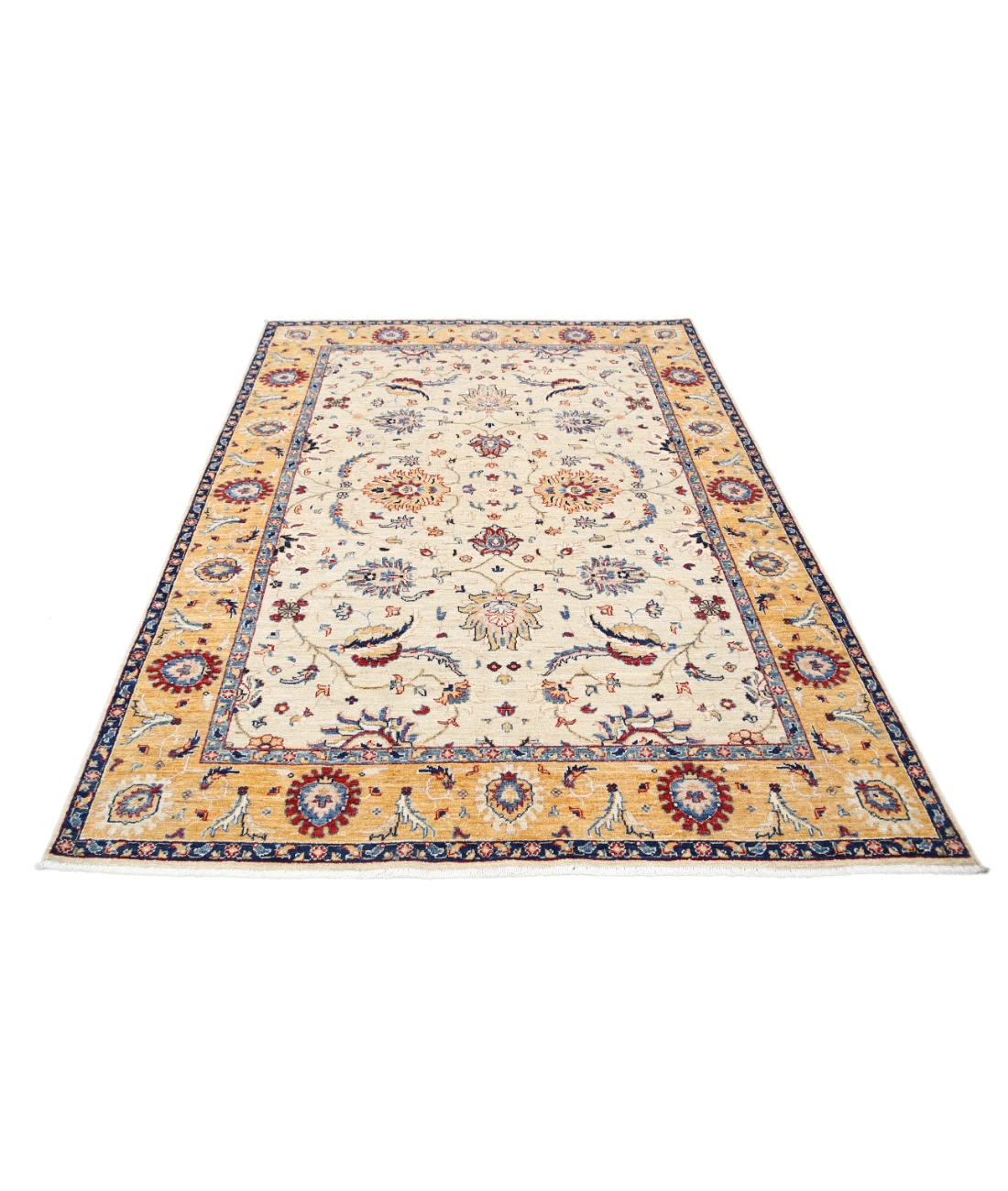 Ziegler 5'8'' X 7'10'' Hand-Knotted Wool Rug 5'8'' x 7'10'' (170 X 235) / Ivory / Gold