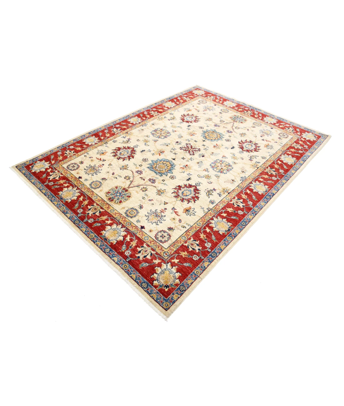 Ziegler 5'9'' X 7'9'' Hand-Knotted Wool Rug 5'9'' x 7'9'' (173 X 233) / Ivory / Red