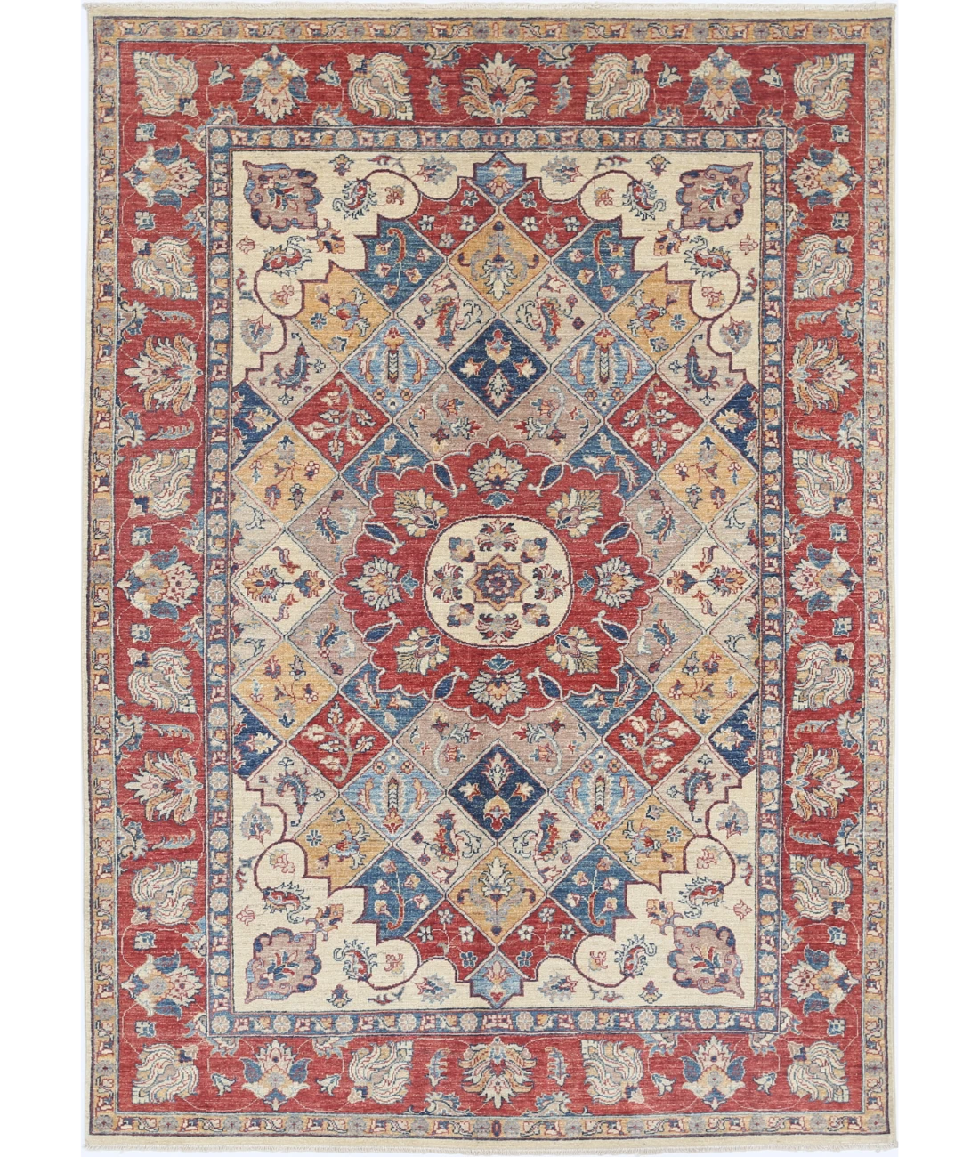 Ziegler 5'6'' X 7'10'' Hand-Knotted Wool Rug 5'6'' x 7'10'' (165 X 235) / Ivory / Red
