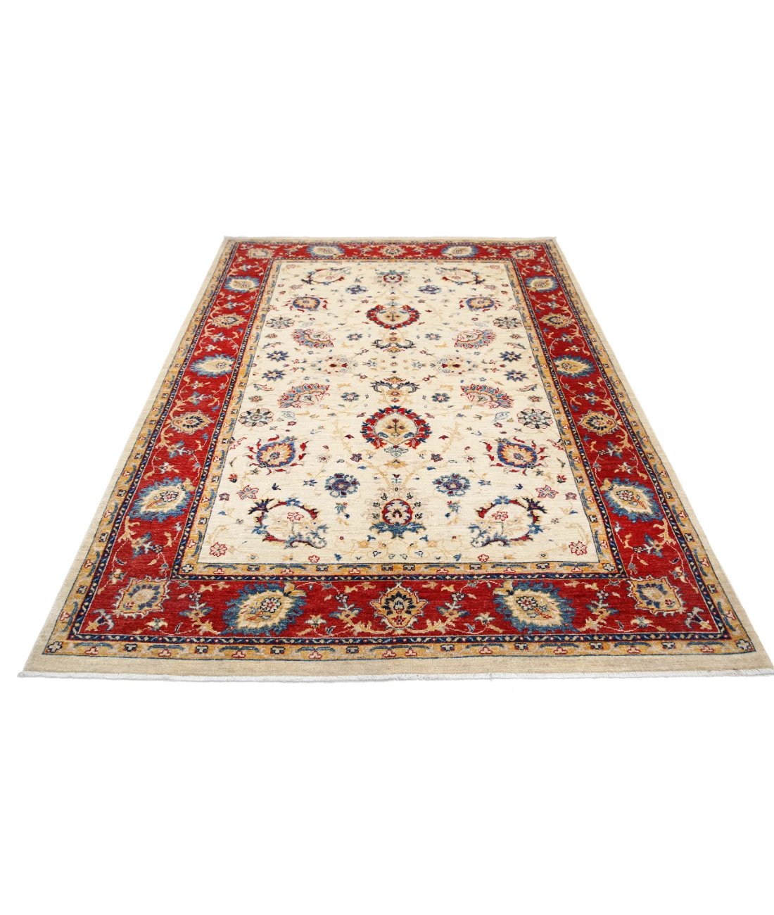 Ziegler 5'8'' X 8'0'' Hand-Knotted Wool Rug 5'8'' x 8'0'' (170 X 240) / Ivory / Red