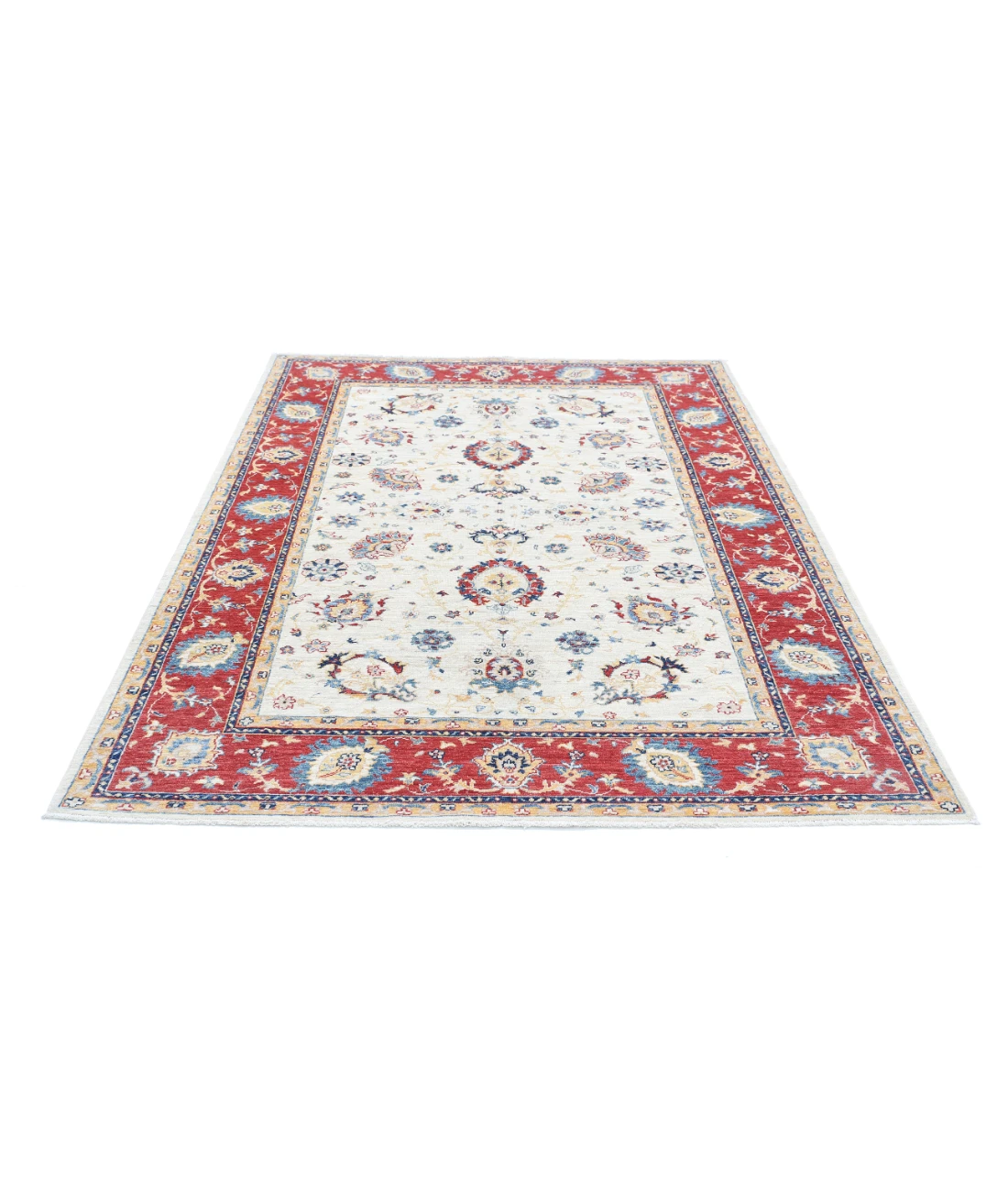 Ziegler 5'7'' X 7'4'' Hand-Knotted Wool Rug 5'7'' x 7'4'' (168 X 220) / Ivory / Red