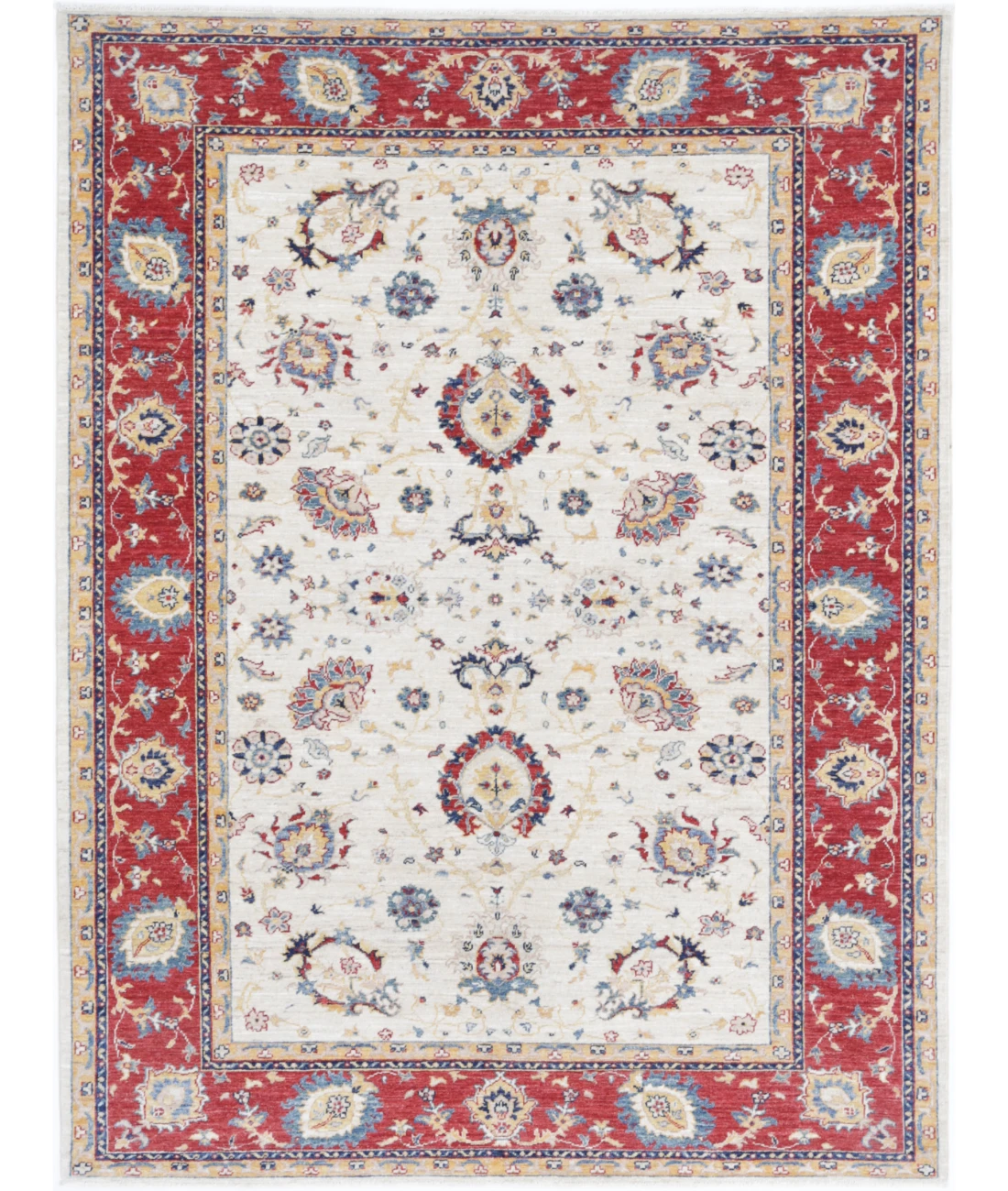 Ziegler 5'7'' X 7'4'' Hand-Knotted Wool Rug 5'7'' x 7'4'' (168 X 220) / Ivory / Red