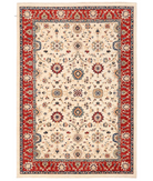 Hand Knotted Ziegler Wool Rug 6' 5" X 9' 5" 6' 5" X 9' 5" (196 X 287) / Ivory / Red