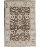 Hand Knotted Ziegler Wool Rug 3' 11" X 5' 11" 3' 11" X 5' 11" (119 X 180) / Brown / Ivory