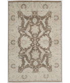 Hand Knotted Ziegler Wool Rug 4' 0" X 6' 2" 4' 0" X 6' 2" (122 X 188) / Brown / Ivory