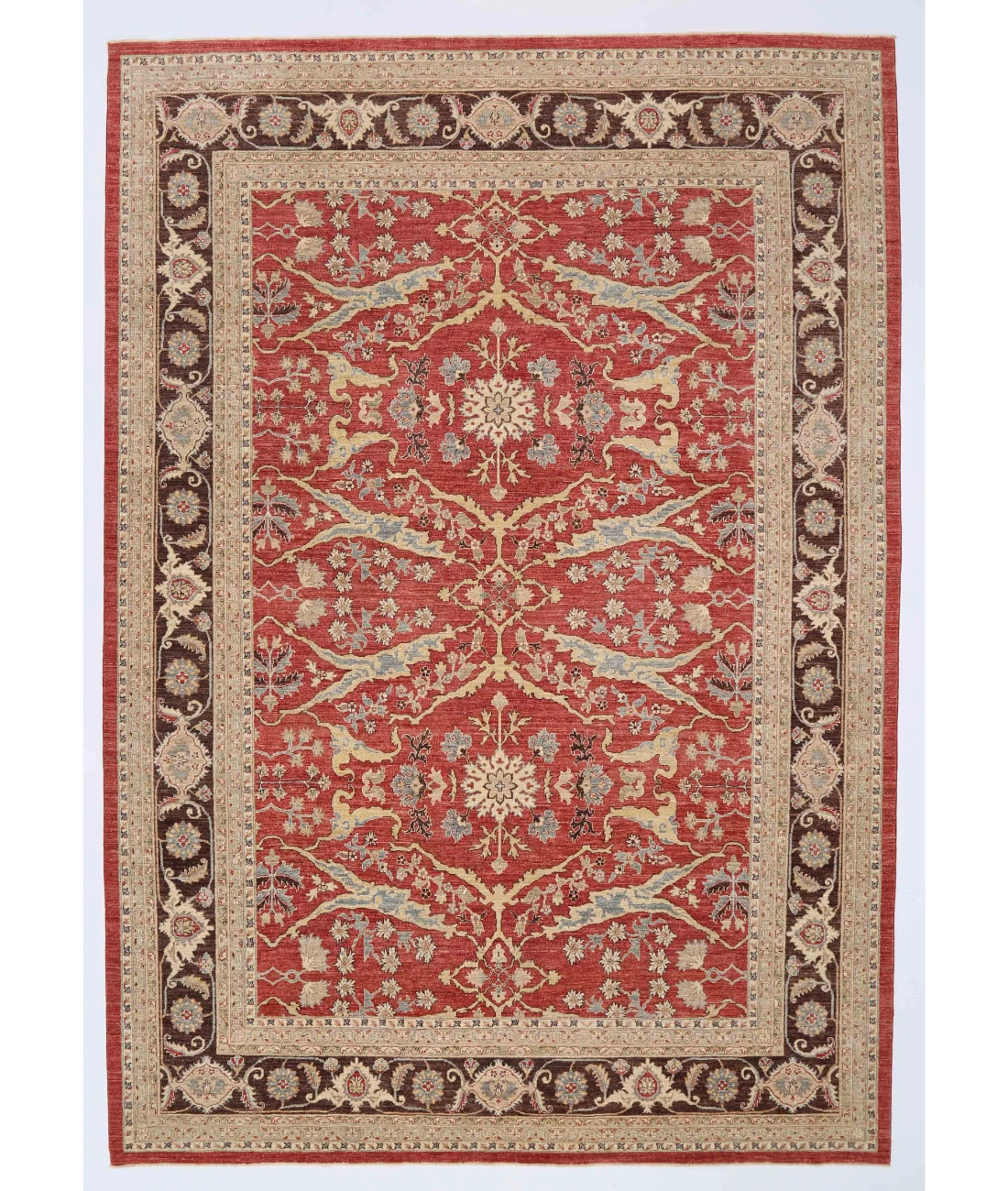 Hand Knotted Ziegler Wool Rug 9' 9" X 13' 9" 9' 9" X 13' 9" (297 X 419) / Rust / Brown