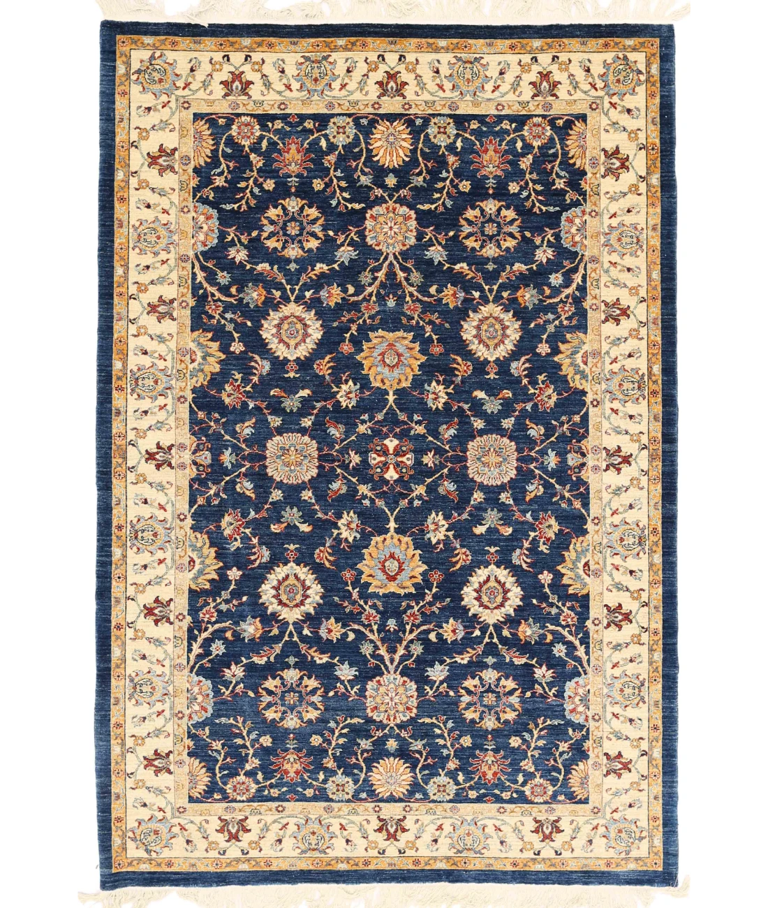 Hand Knotted Ziegler Wool Rug 6' 7" X 9' 9" 6' 7" X 9' 9" (201 X 297) / Blue / Ivory