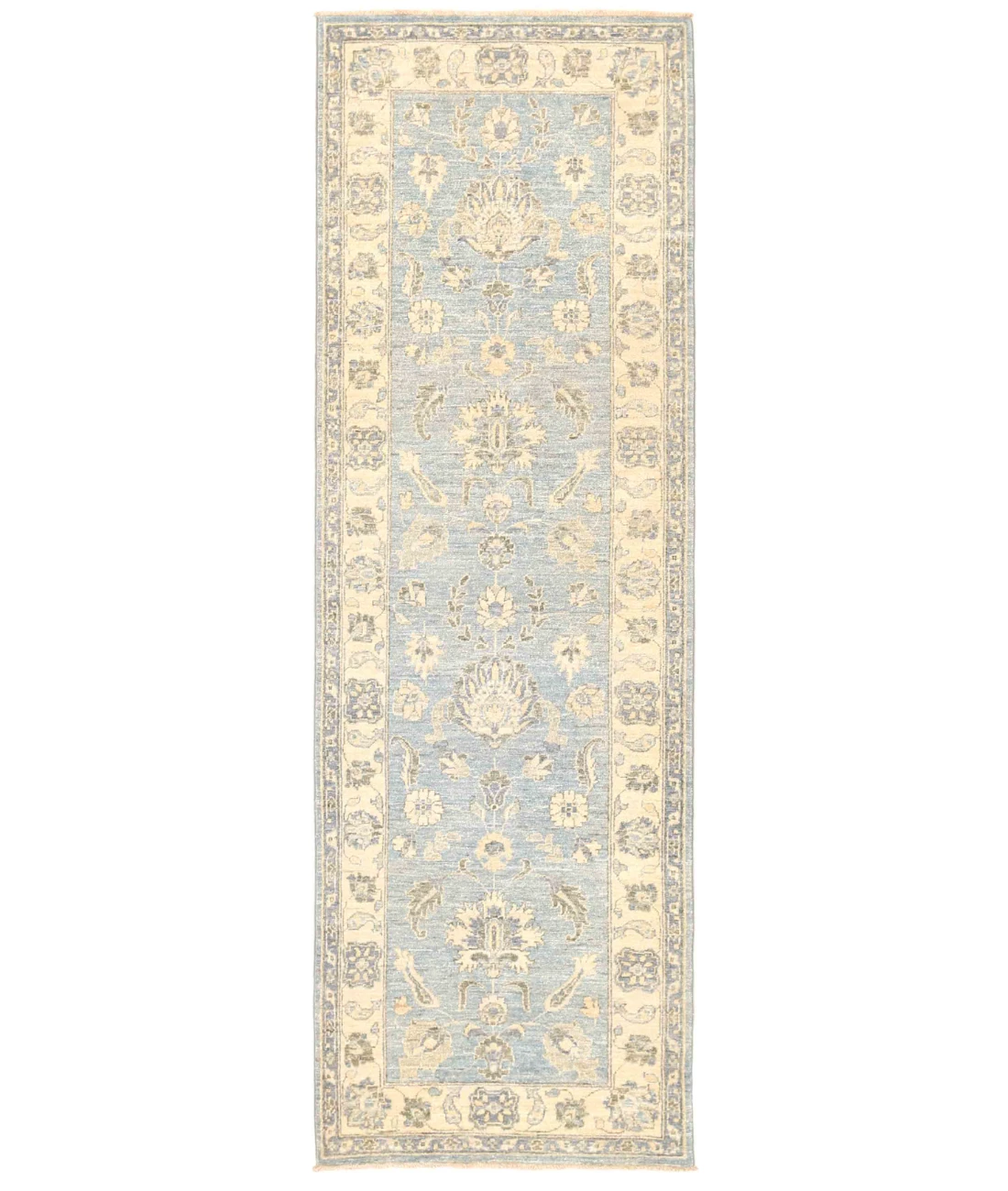 Hand Knotted Ziegler Wool Rug 2' 8" X 8' 0" 2' 8" X 8' 0" (81 X 244) / Blue / Ivory