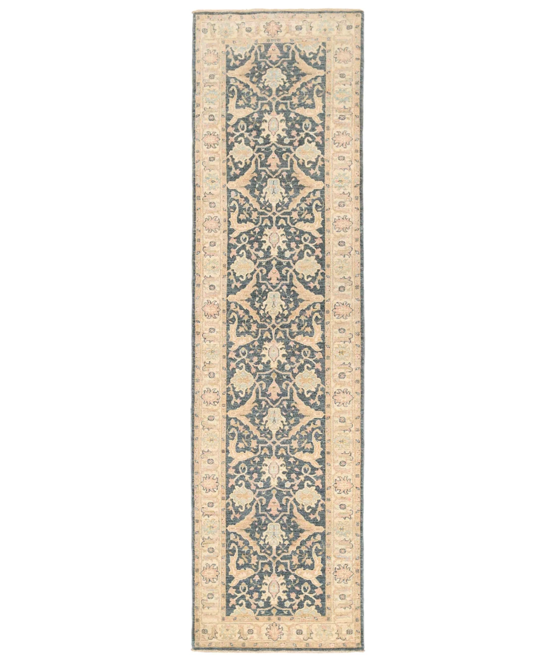 Hand Knotted Ziegler Wool Rug 2' 7" X 9' 10" 2' 7" X 9' 10" (79 X 300) / Grey / Ivory