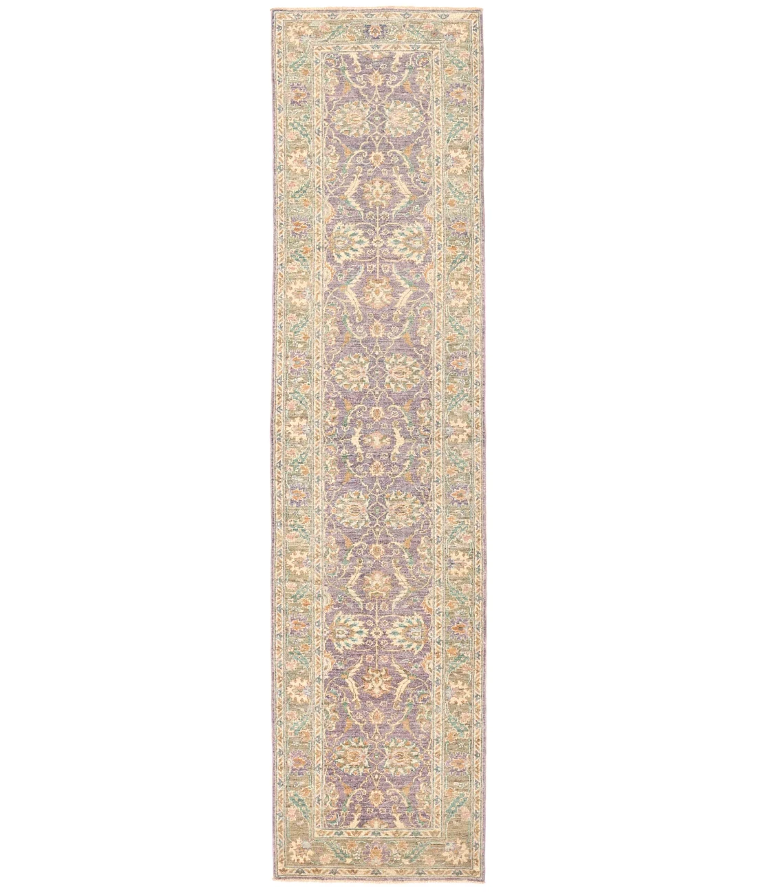 Hand Knotted Ziegler Wool Rug 2' 8" X 10' 10" 2' 8" X 10' 10" (81 X 330) / Purple / Green