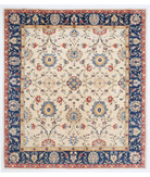 Hand Knotted Ziegler Wool Rug 8' 0" X 8' 11" 8' 0" X 8' 11" (244 X 272) / Ivory / Blue
