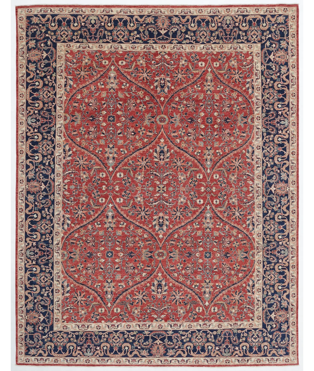 Hand Knotted Ziegler Wool Rug 9' 0" X 11' 7" 9' 0" X 11' 7" (274 X 353) / Red / Blue